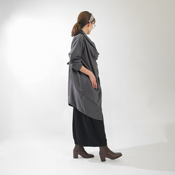 不對稱 Cache-Coeur 拉鍊長外套針織開襟衫灰色 第7張的照片