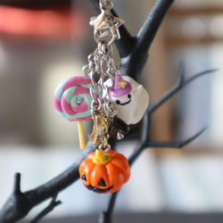 ハロウィンストラップ・揺れるカボチャとお化け・キャンディー ネック