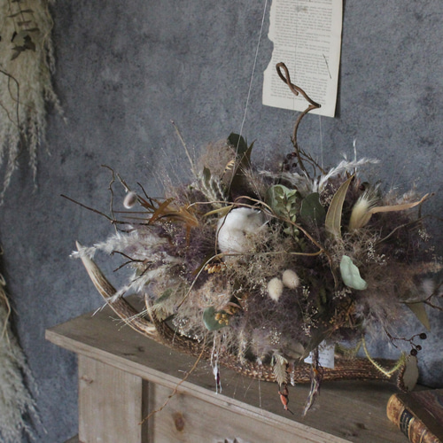 専用＊感謝sale＊鳥の巣風ドライフラワーリース＆タペストリー＆フレーム Amazon.co.jp: リース 玄関リース 鳥の巣シミュレーション