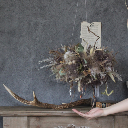 wreath「鳥のおすそわけ」№3 スモークツリーのフライングリース№3