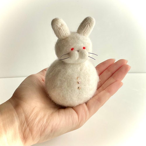 溶けない雪だるま（うさぎ）【大】 冬の置物 クリスマス・お正月