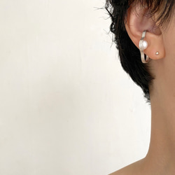 Layer ear cuff silver(pearl) sv925 淡水パール イヤカフ 4枚目の画像