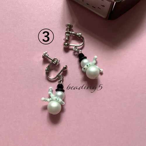 スノーマンピアス ピアス（フック・チェーン） beading5 通販 16634566