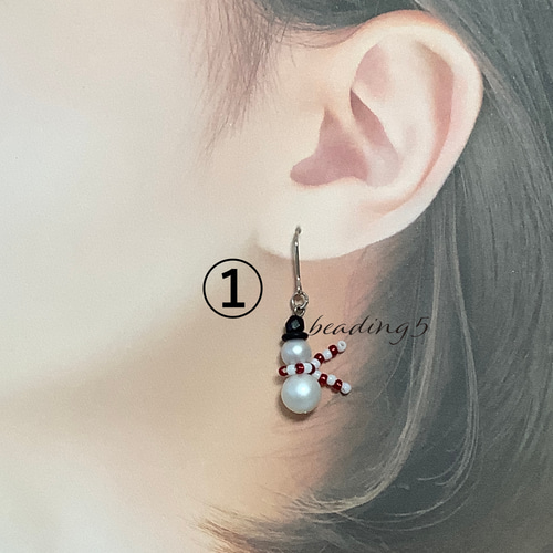スノーマンピアス ピアス（フック・チェーン） beading5 通販 16634566