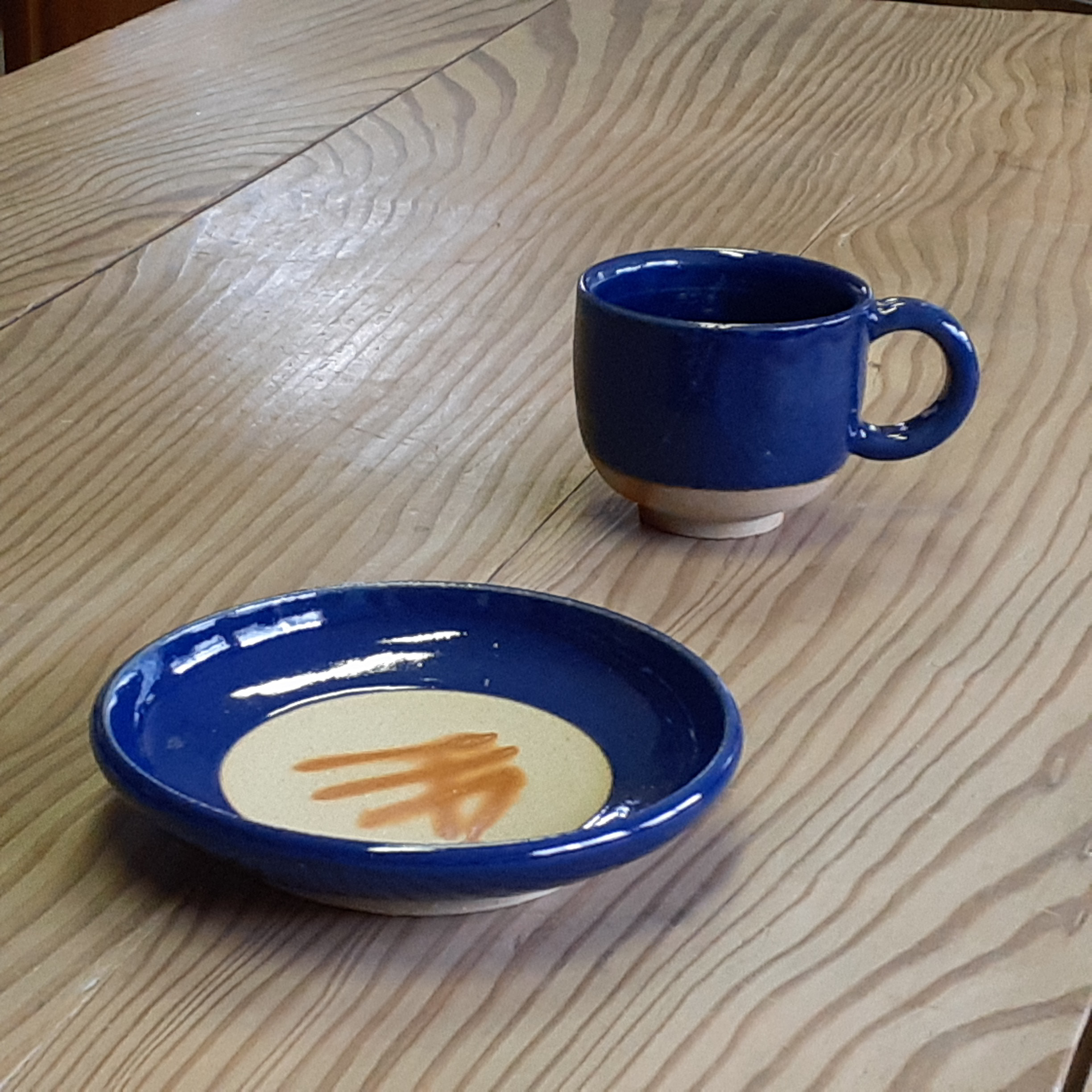 備前焼  デニム備前 カップ&ソーサー  ブルー② 新作 Creema限定　備前焼緋襷藍釉