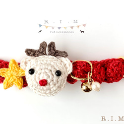 Xmas コットントナカイ　2色 クリスマス首輪　★小型犬＆猫の首輪★ 6枚目の画像