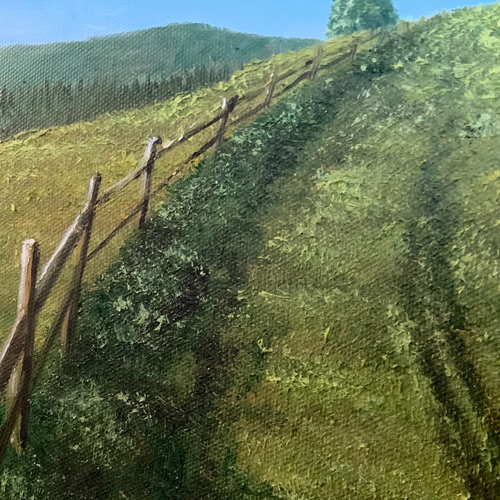 手描きの油絵作品】青く澄んだ空と緑 絵画 JO's art gallery 通販