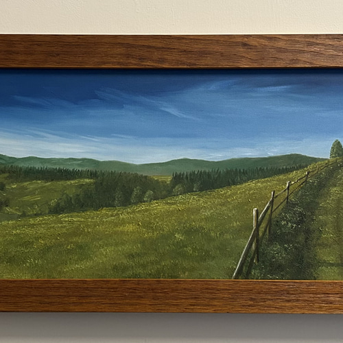 手描きの油絵作品】青く澄んだ空と緑 絵画 JO's art gallery
