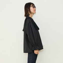 ﾓﾘﾉｶﾞｯｺｳ 花束のようなレースビックカラーケープ長袖ブラウス (ブラック) 襟付きデザイン｜mg-lb17-bk 8枚目の画像