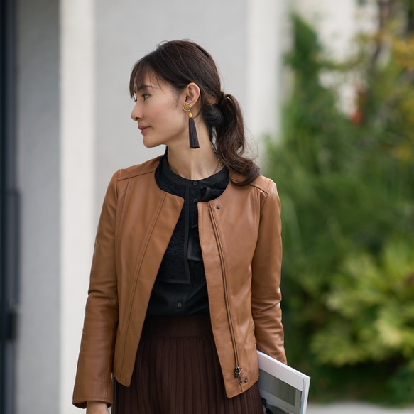 ﾓﾘﾉｶﾞｯｺｳ 花束のようなレースビックカラーケープ長袖ブラウス (ブラック) 襟付きデザイン｜mg-lb17-bk 15枚目の画像