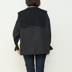 ﾓﾘﾉｶﾞｯｺｳ 花束のようなレースビックカラーケープ長袖ブラウス (ブラック) 襟付きデザイン｜mg-lb17-bk 9枚目の画像