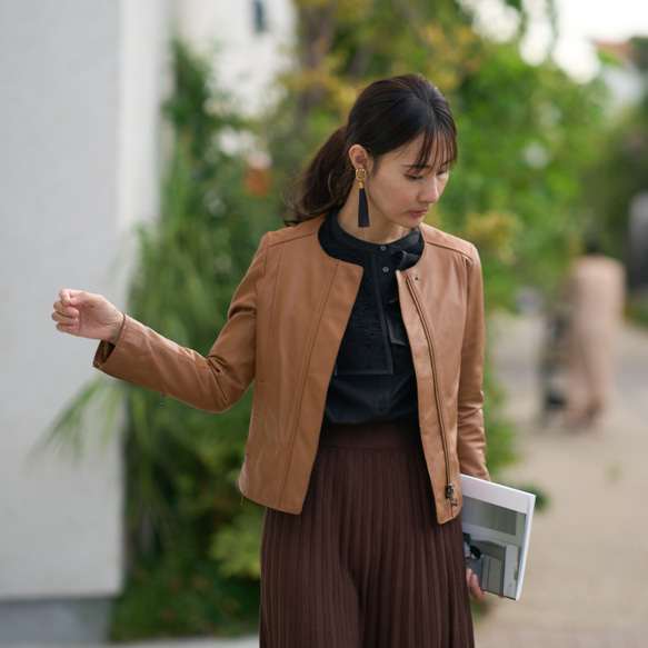 ﾓﾘﾉｶﾞｯｺｳ 花束のようなレースビックカラーケープ長袖ブラウス (ブラック) 襟付きデザイン｜mg-lb17-bk 13枚目の画像