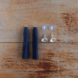 &lt;3種尺寸&gt; 2way經典卡倫銀耳環靛藍染色流蘇/原始規格 第8張的照片