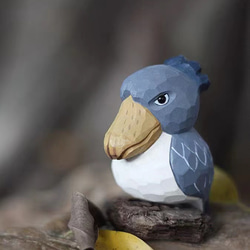 ハシビロコウ  置物　ウッド 木彫り小鳥 5枚目の画像