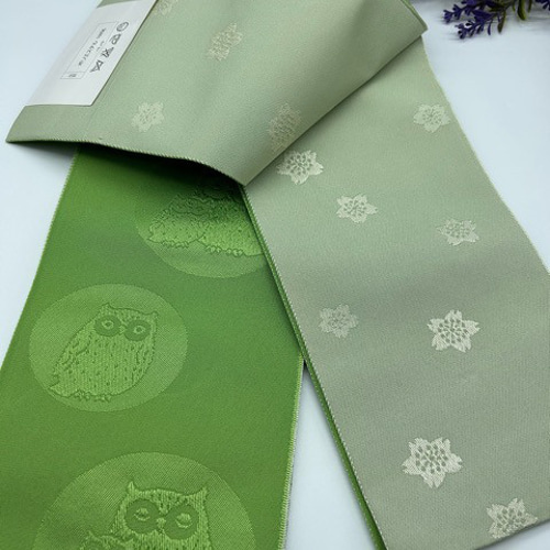 2716半幅帯＆豪華帯留・根付・絹帯締め 和装小物 化繊半幅帯 浴衣  