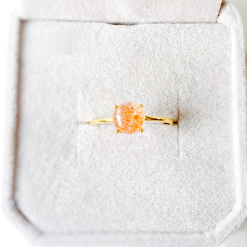 SALE】サンストーン リング ┃ 天然石 星座 守護石 18kgp ピンキー