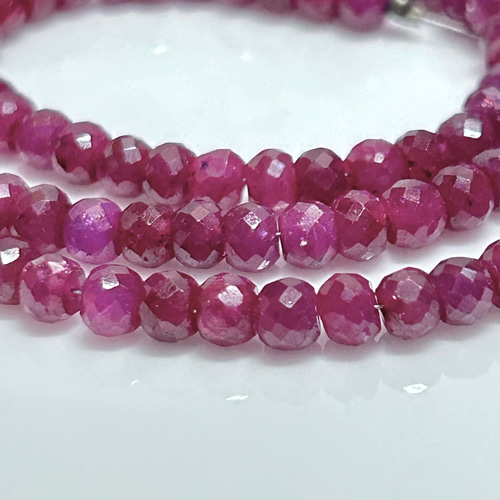 高品質！ルビー×ボタンカット水晶　ブレスレット AA高級天然石ルビー64面カット水晶ボタンカットブレスレット - 【石街