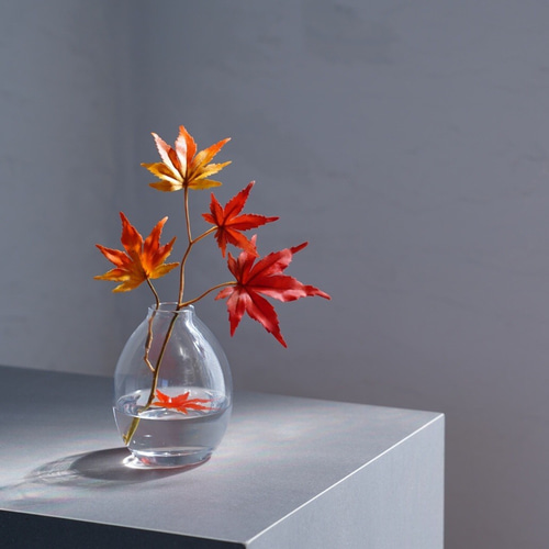 水換え不要）紅葉 もみじの小瓶挿し アートフラワー シュシュフルール