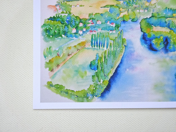 ✻ サン・シルク・ラポピーから見た風景、ロット川  / ポストカード / no.7 | 絵　フランス France 5枚目の画像