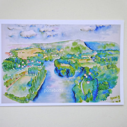 ✻ サン・シルク・ラポピーから見た風景、ロット川  / ポストカード / no.7 | 絵　フランス France 2枚目の画像