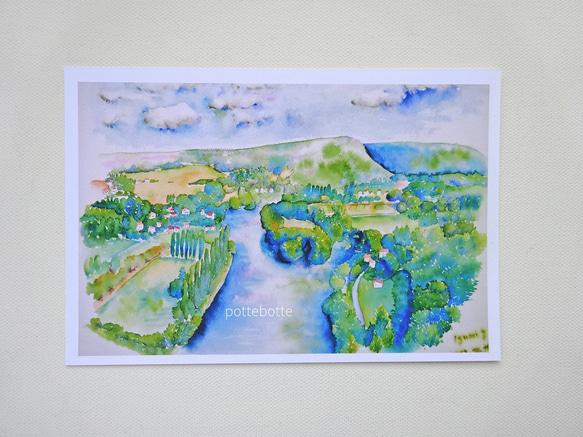 ✻ サン・シルク・ラポピーから見た風景、ロット川  / ポストカード / no.7 | 絵　フランス France 2枚目の画像