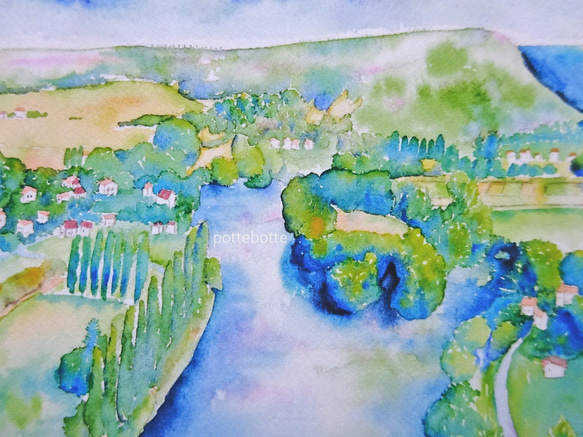 ✻ サン・シルク・ラポピーから見た風景、ロット川  / ポストカード / no.7 | 絵　フランス France 7枚目の画像