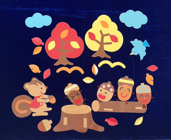 壁面 秋 どんぐり 落ち葉 動物 型紙 mako 通販 16635300｜Creema(クリーマ)