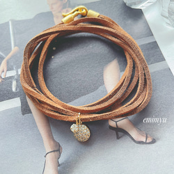 Round Zirconia Leather Bracelet 4枚目の画像