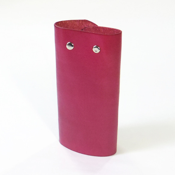 1枚革で制作したシンプルな4連レザーキーケース ワインレッド 臙脂色 4枚目の画像
