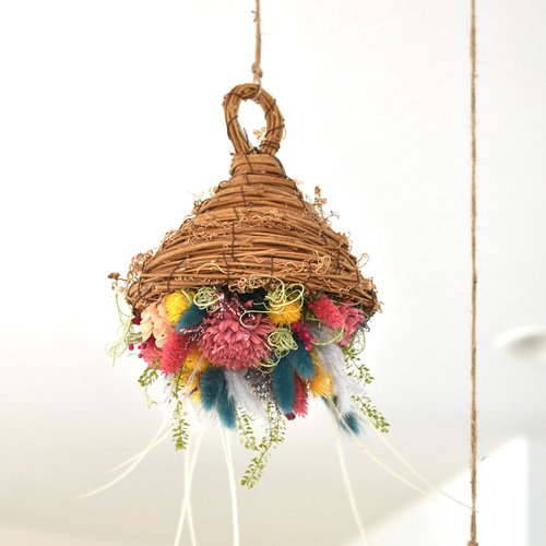 限定1点】カラフルなペンダントライト風アレンジメントⒷ ドライ