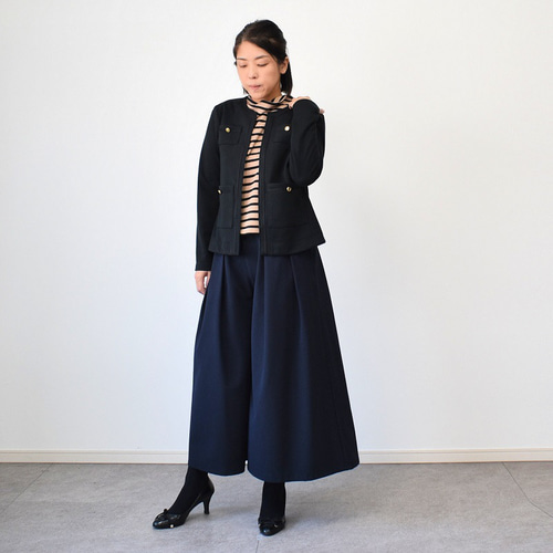 ネイビー ガウチョパンツ 7-15号 2Wayストレッチトロ ガウチョパンツ ネイビー キュロット