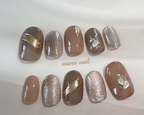 ニュアンスネイル マグネットネイル ミラーネイル ブライダル 上品大人