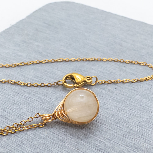 希少 ラビットヘアー ホワイトルチルクォーツ ペンダント ネックレス