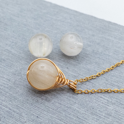 希少 ラビットヘアー ホワイトルチルクォーツ ペンダント ネックレス