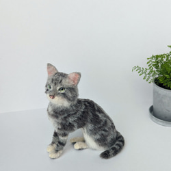 アメリカンショートヘア　羊毛フェルト　ぬいぐるみ　猫　置き物　送料無料　猫の日2024 2枚目の画像