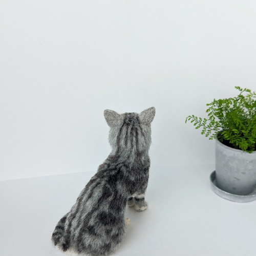 ブリティッシュショートヘア 羊毛フェルト ぬいぐるみ 猫 置き物