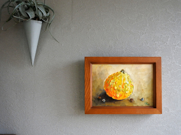 かぼちゃの小さい油絵原画 2枚目の画像