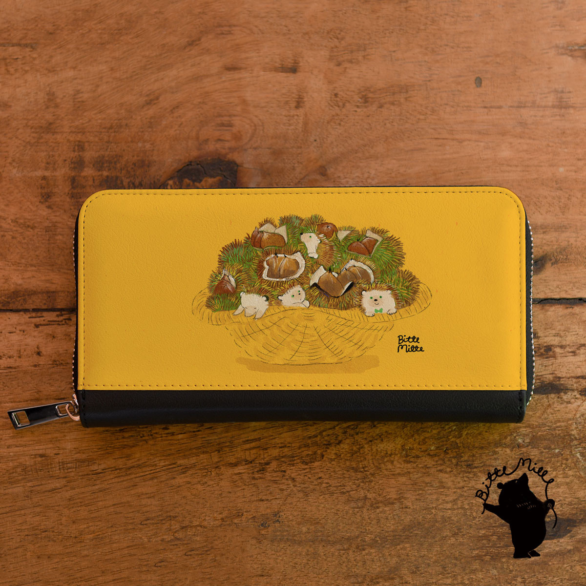 受注生産 長財布 大容量 レザー 革 皮＊ハリネズミ 秋 栗＊名入れ・文字入れ可 日本の秋2024 5,858円