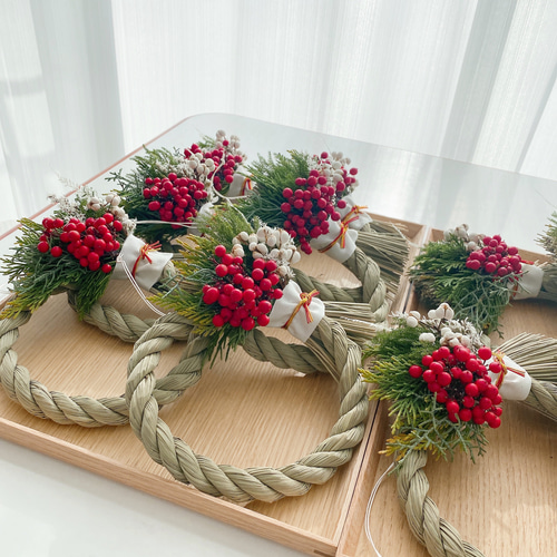 正月飾り 神前挙式 紅白 南天の実 ナンキンハゼ しめ縄 しめ飾り