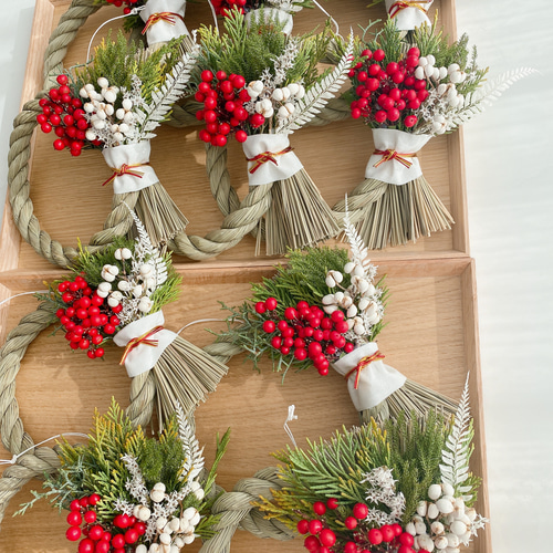 正月飾り 神前挙式 紅白 南天の実 ナンキンハゼ しめ縄 しめ飾り