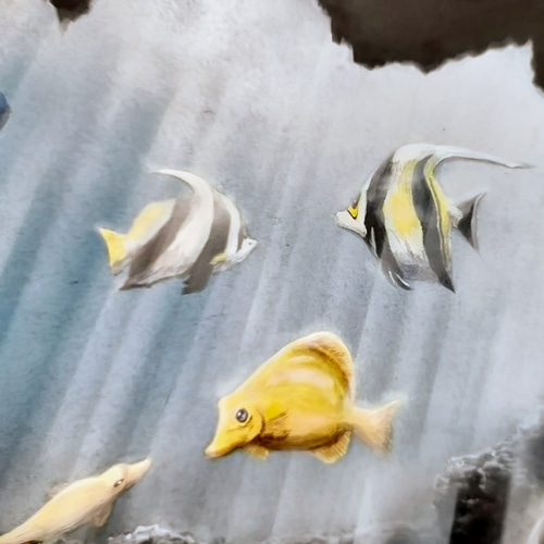 宝をまとった孤独な魚　アクリル画　原画 宝をまとった孤独な魚アクリル画原画