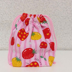 送料無料！かわいい果物柄のコップ袋☆ピンク 1枚目の画像
