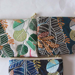 再販フランス生地　両面（S）熱帯雨林植物　小鳥　スマトラ　ジャングル　ポーチ コスメ入れ　　カード入れ　　薬入れ 5枚目の画像