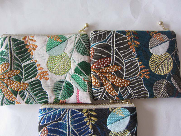 再販フランス生地　両面（S）熱帯雨林植物　小鳥　スマトラ　ジャングル　ポーチ コスメ入れ　　カード入れ　　薬入れ 5枚目の画像