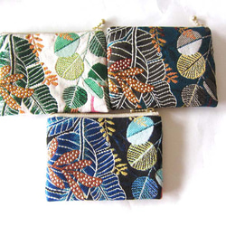 再販フランス生地　両面（S）熱帯雨林植物　小鳥　スマトラ　ジャングル　ポーチ コスメ入れ　　カード入れ　　薬入れ 4枚目の画像