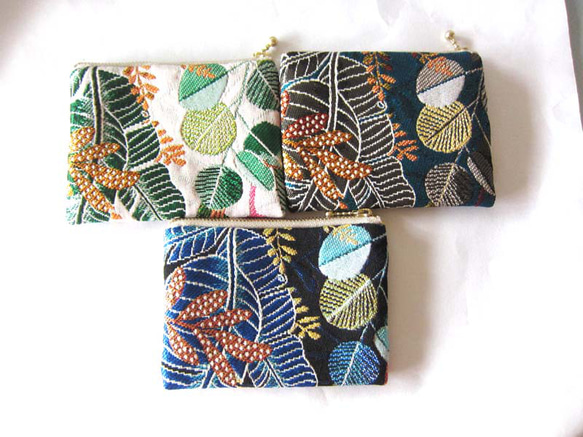 再販フランス生地　両面（S）熱帯雨林植物　小鳥　スマトラ　ジャングル　ポーチ コスメ入れ　　カード入れ　　薬入れ 4枚目の画像