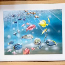 原画　アクリルアート　熱帯の魚たち　F6サイズ 2枚目の画像