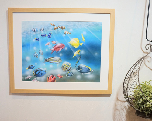 原画 アクリルアート 熱帯の魚たち F6サイズ 絵画 troutfisher15