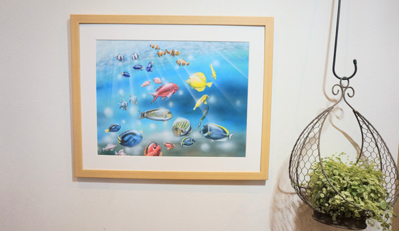 原画　アクリルアート　熱帯の魚たち　F6サイズ 1枚目の画像