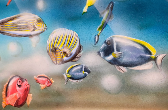 原画　アクリルアート　熱帯の魚たち　F6サイズ 5枚目の画像